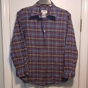 Talbots Oversized Blue and Red Plaid Flannel Full Zip Women's S/M